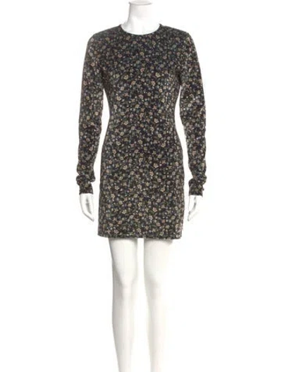 Pre-owned Sézane Floral Print Mini Dress In Black