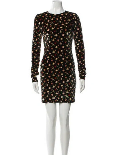 Pre-owned Sézane Floral Print Mini Dress In Black