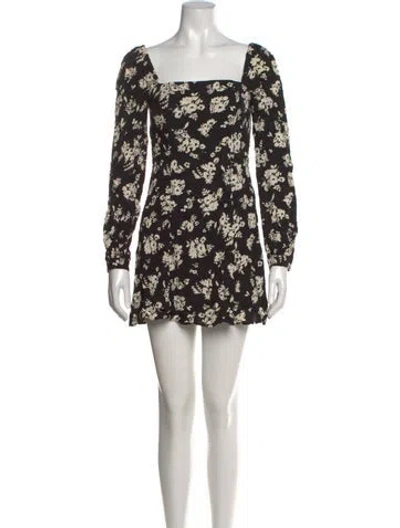 Pre-owned Sézane Floral Print Mini Dress In Black