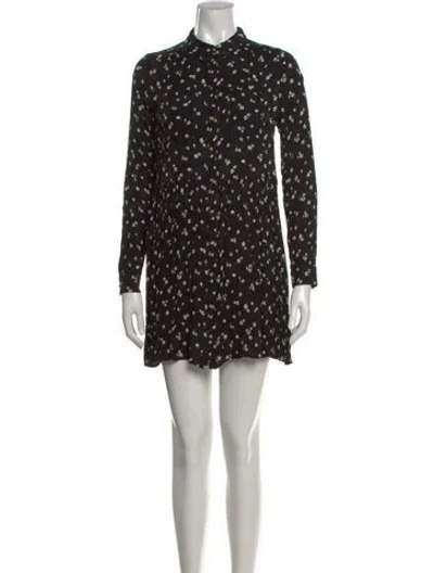 Pre-owned Sézane Floral Print Mini Dress In Black