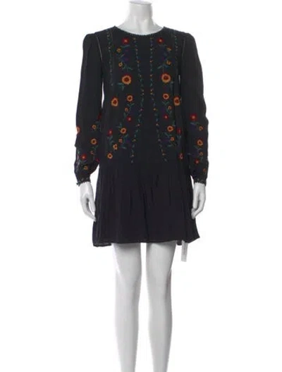 Pre-owned Sézane Floral Print Mini Dress In Black