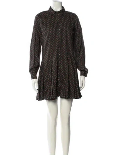 Pre-owned Sézane Floral Print Mini Dress In Black