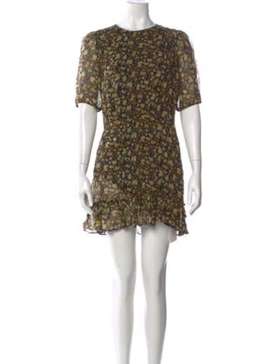Pre-owned Sézane Floral Print Mini Dress In Black