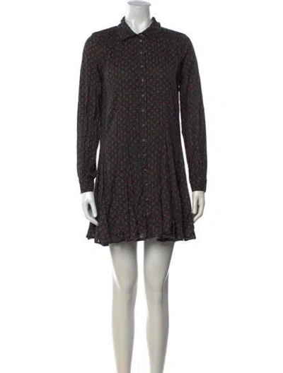 Pre-owned Sézane Floral Print Mini Dress In Black