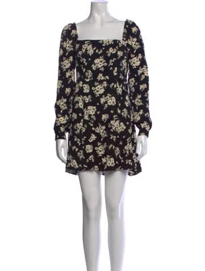 Pre-owned Sézane Floral Print Mini Dress In Black