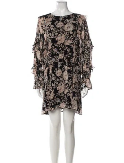 Pre-owned Sézane Floral Print Mini Dress In Black