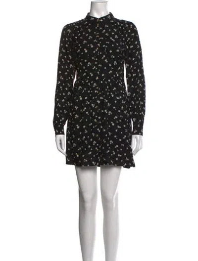 Pre-owned Sézane Floral Print Mini Dress In Black