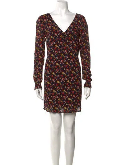 Pre-owned Sézane Floral Print Mini Dress In Black