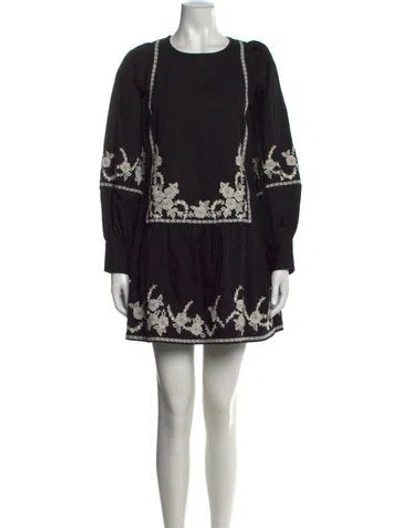 Pre-owned Sézane Floral Print Mini Dress In Black
