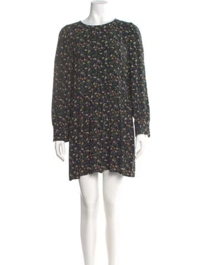 Pre-owned Sézane Floral Print Mini Dress In Blue