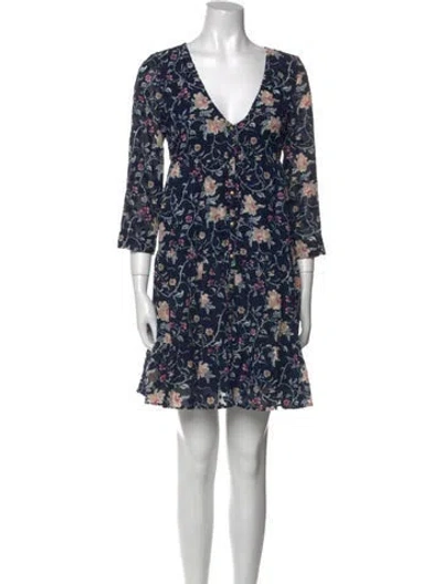 Pre-owned Sézane Floral Print Mini Dress In Blue