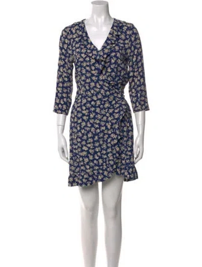 Pre-owned Sézane Floral Print Mini Dress In Blue