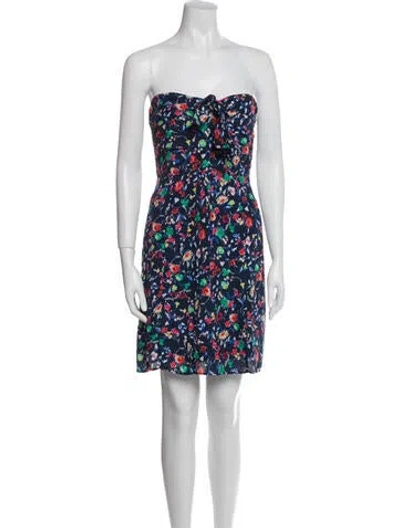 Pre-owned Sézane Floral Print Mini Dress In Blue