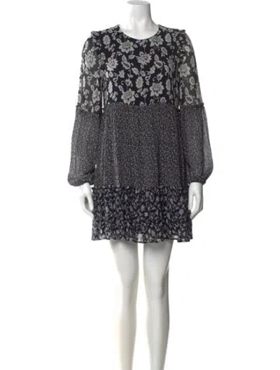 Pre-owned Sézane Floral Print Mini Dress In Blue