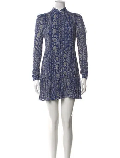Pre-owned Sézane Floral Print Mini Dress In Blue