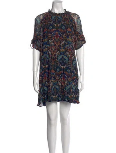 Pre-owned Sézane Floral Print Mini Dress In Blue