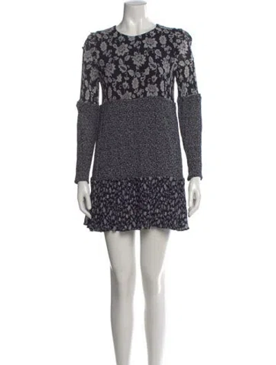 Pre-owned Sézane Floral Print Mini Dress In Blue