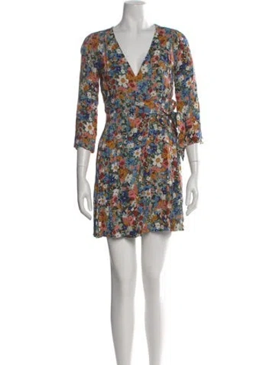 Pre-owned Sézane Floral Print Mini Dress In Blue