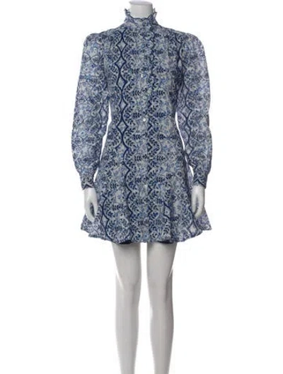 Pre-owned Sézane Floral Print Mini Dress In Blue