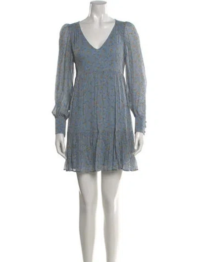 Pre-owned Sézane Floral Print Mini Dress In Blue