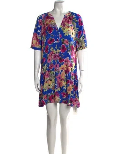 Pre-owned Sézane Floral Print Mini Dress In Blue