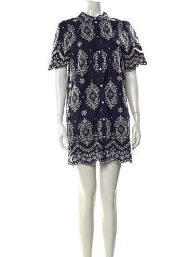 Pre-owned Sézane Floral Print Mini Dress In Blue