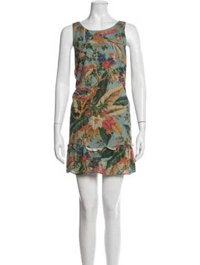 Pre-owned Sézane Floral Print Mini Dress In Blue
