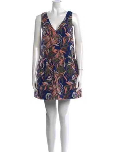 Pre-owned Sézane Floral Print Mini Dress In Blue