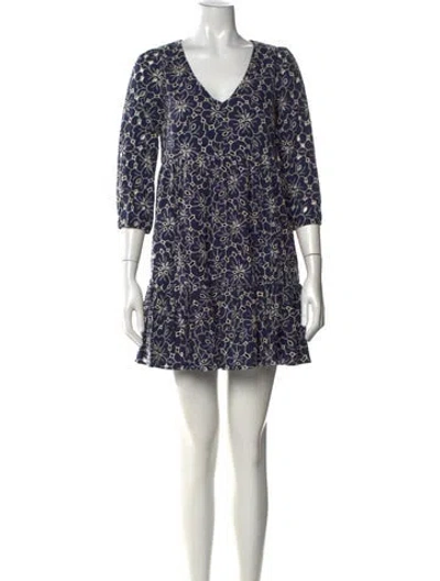 Pre-owned Sézane Floral Print Mini Dress In Blue