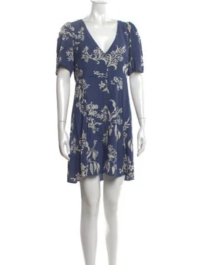 Pre-owned Sézane Floral Print Mini Dress In Blue