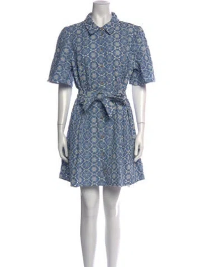 Pre-owned Sézane Floral Print Mini Dress In Blue