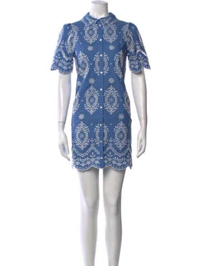 Pre-owned Sézane Floral Print Mini Dress In Blue/white