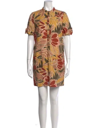 Pre-owned Sézane Floral Print Mini Dress In Brown