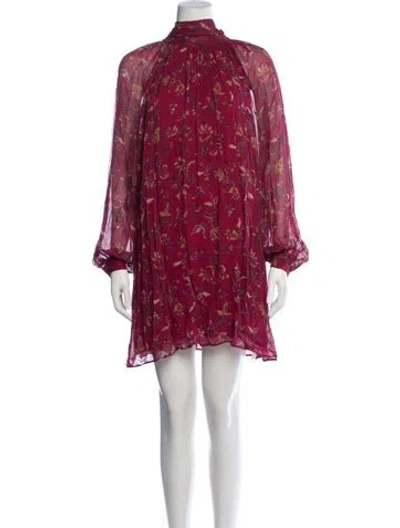 Pre-owned Sézane Floral Print Mini Dress In Burgundy