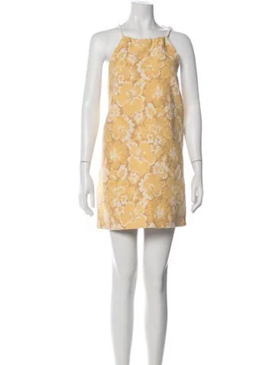 Pre-owned Sézane Floral Print Mini Dress In Gold