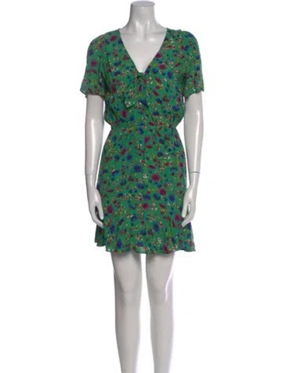 Pre-owned Sézane Floral Print Mini Dress In Green
