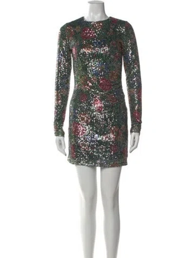 Pre-owned Sézane Floral Print Mini Dress In Green