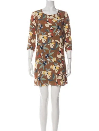 Pre-owned Sézane Floral Print Mini Dress In Green
