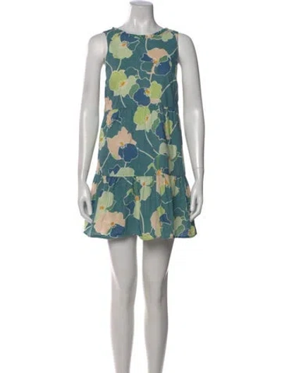 Pre-owned Sézane Floral Print Mini Dress In Green