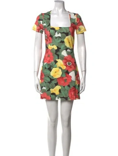 Pre-owned Sézane Floral Print Mini Dress In Green