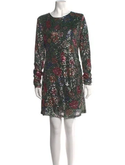 Pre-owned Sézane Floral Print Mini Dress In Green