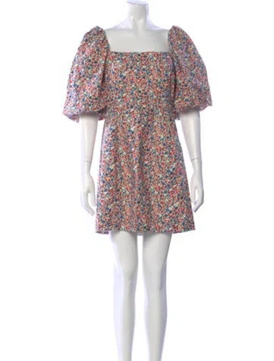 Pre-owned Sézane Floral Print Mini Dress In Neutral