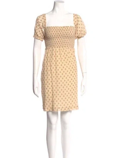 Pre-owned Sézane Floral Print Mini Dress In Neutral