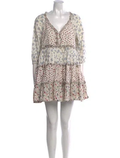 Pre-owned Sézane Floral Print Mini Dress In Neutral