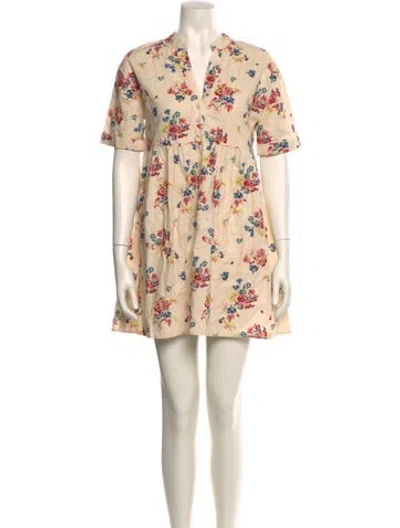 Pre-owned Sézane Floral Print Mini Dress In Neutral