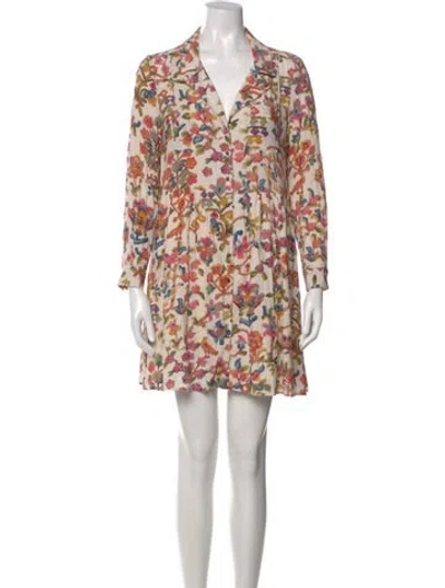 Pre-owned Sézane Floral Print Mini Dress In Neutral