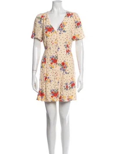 Pre-owned Sézane Floral Print Mini Dress In Neutral