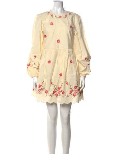 Pre-owned Sézane Floral Print Mini Dress In Neutrals