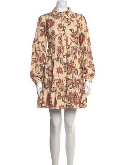 Pre-owned Sézane Floral Print Mini Dress In Neutrals