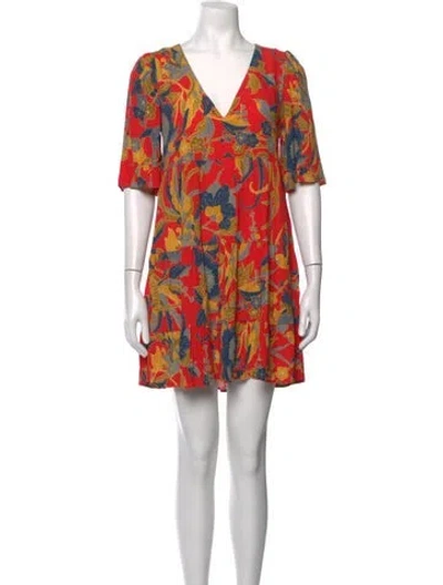 Pre-owned Sézane Floral Print Mini Dress In Orange